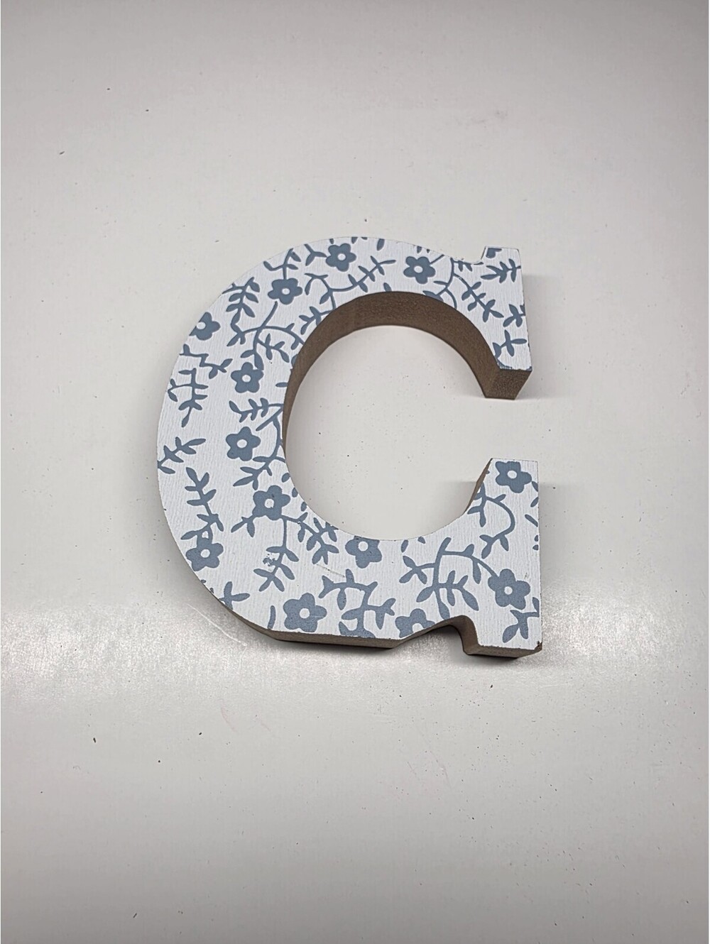 Decorative Wood Free Standing / Hang Letter "C" Blue Floral